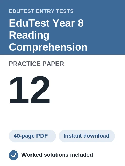 EduTest Year 8 Reading Comprehension Practice Paper 12