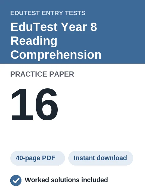 EduTest Year 8 Reading Comprehension Practice Paper 16