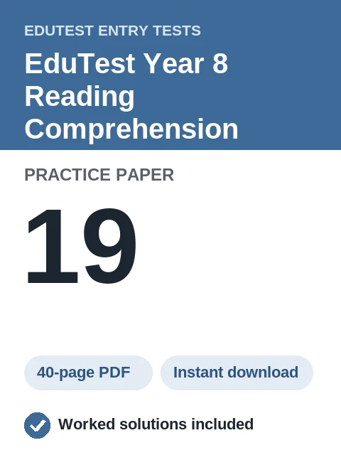 EduTest Year 8 Reading Comprehension Practice Paper 19
