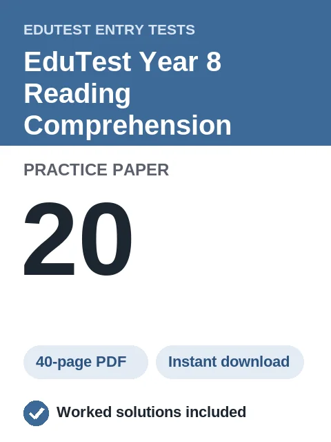 EduTest Year 8 Reading Comprehension Practice Paper 20