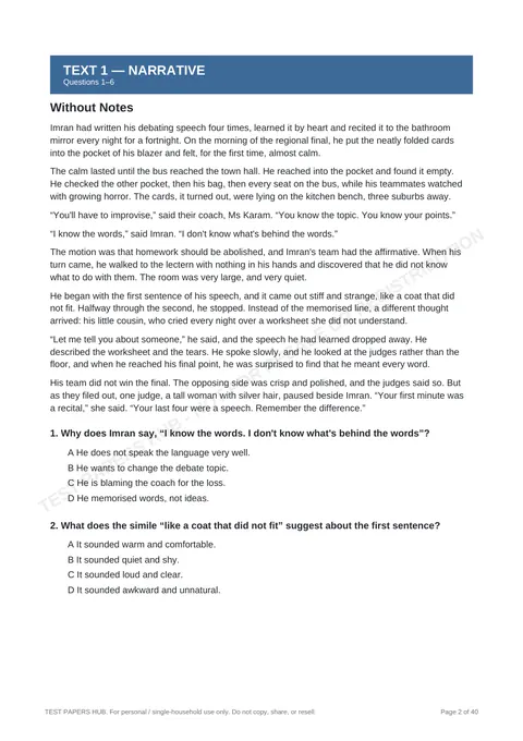 Questions preview