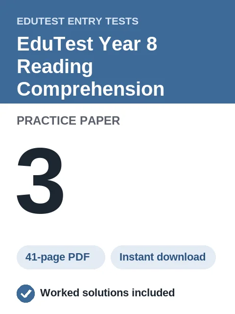 EduTest Year 8 Reading Comprehension Practice Paper 3