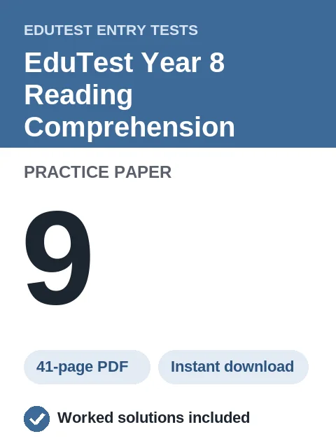 EduTest Year 8 Reading Comprehension Practice Paper 9