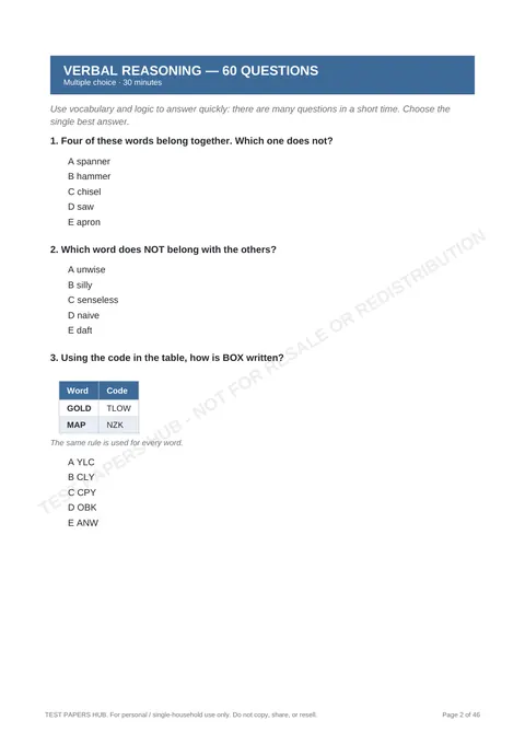 Questions preview
