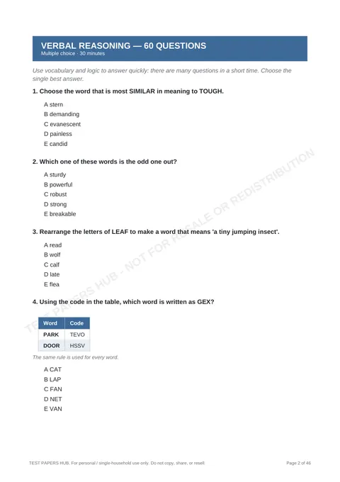 Questions preview