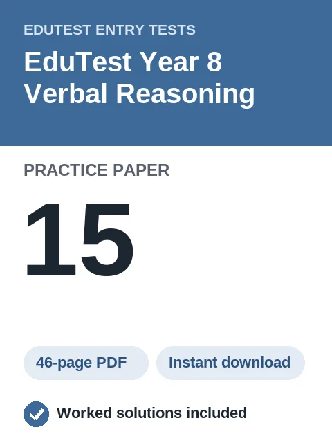 EduTest Year 8 Verbal Reasoning Practice Paper 15