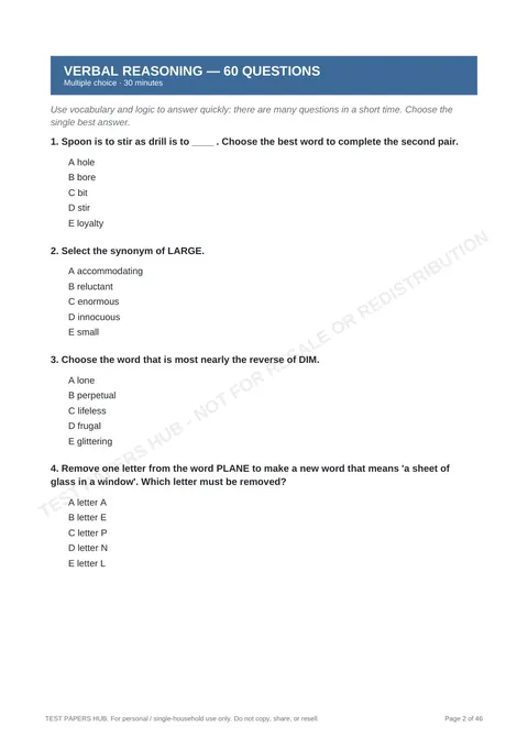 Questions preview
