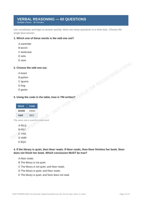 Questions preview