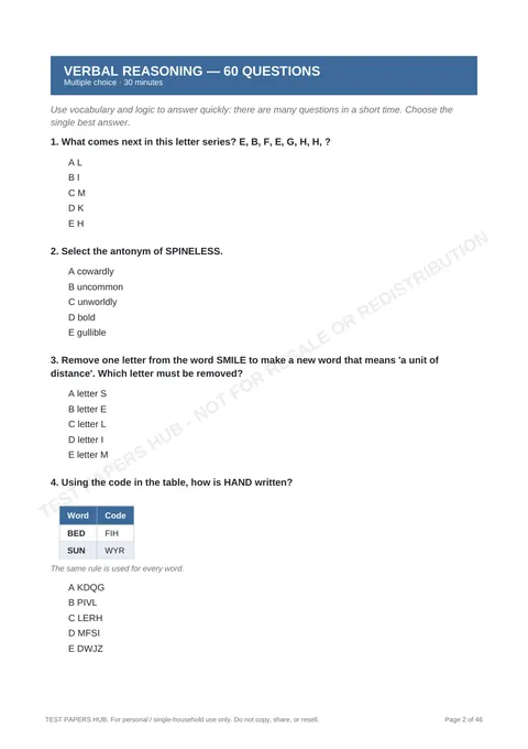 Questions preview