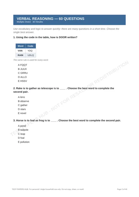 Questions preview