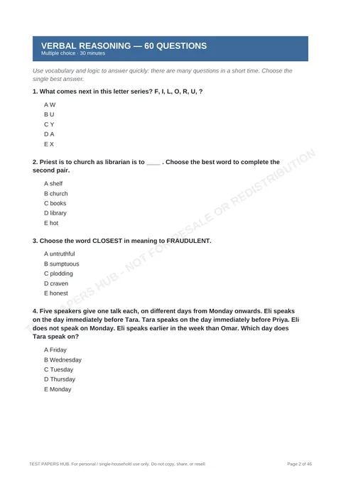 Questions preview