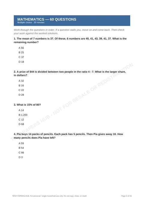 Questions preview
