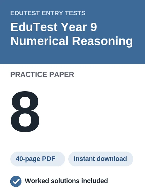 EduTest Year 9 Numerical Reasoning Practice Paper 8