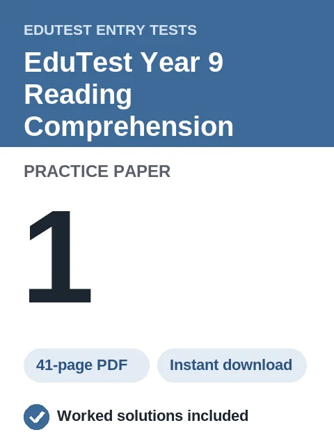 EduTest Year 9 Reading Comprehension Practice Paper 1