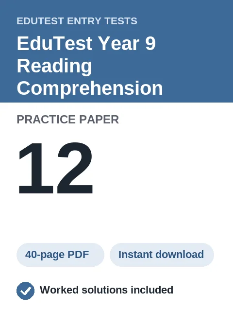 EduTest Year 9 Reading Comprehension Practice Paper 12