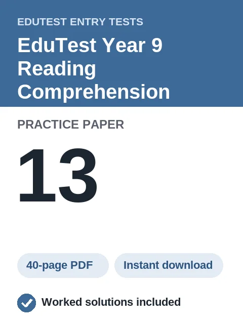 EduTest Year 9 Reading Comprehension Practice Paper 13