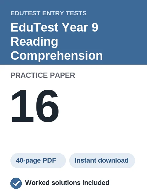 EduTest Year 9 Reading Comprehension Practice Paper 16