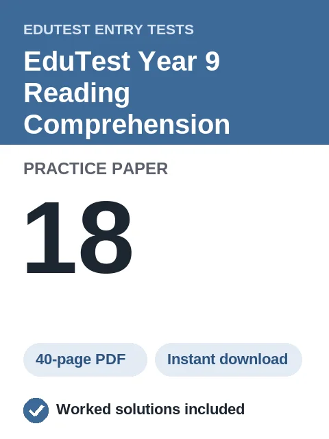 EduTest Year 9 Reading Comprehension Practice Paper 18