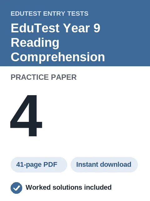 EduTest Year 9 Reading Comprehension Practice Paper 4