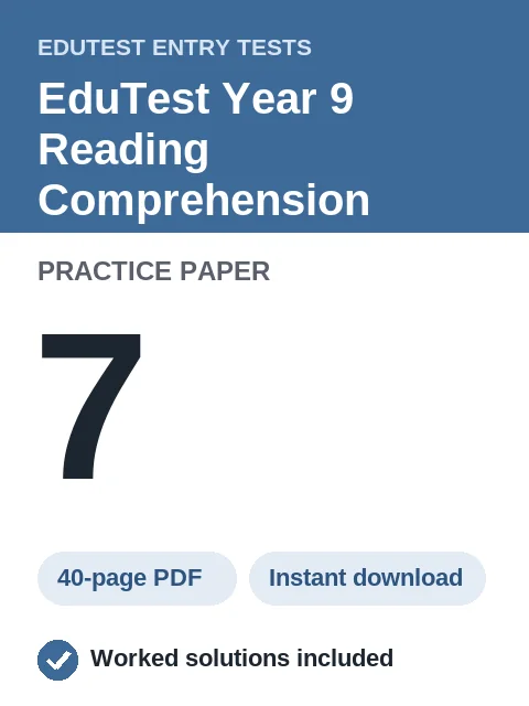 EduTest Year 9 Reading Comprehension Practice Paper 7