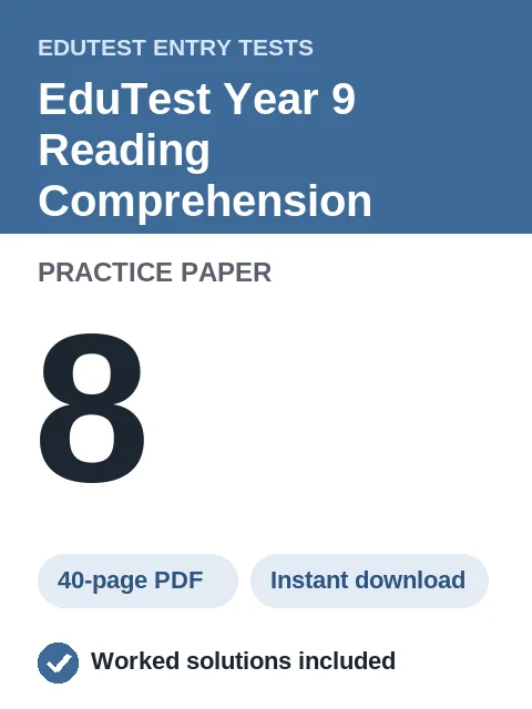 EduTest Year 9 Reading Comprehension Practice Paper 8