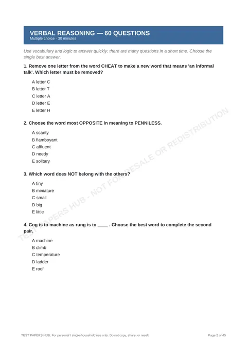 Questions preview