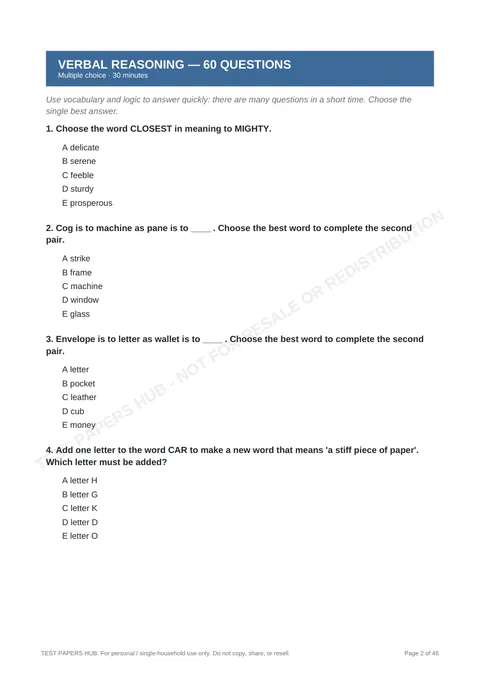 Questions preview