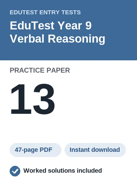 EduTest Year 9 Verbal Reasoning Practice Paper 13