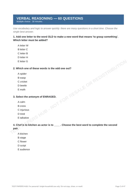Questions preview