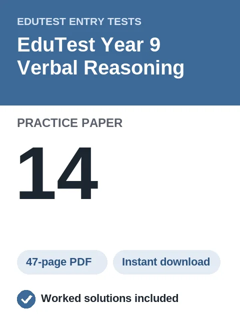EduTest Year 9 Verbal Reasoning Practice Paper 14