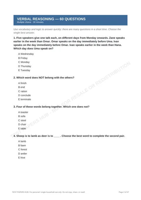Questions preview