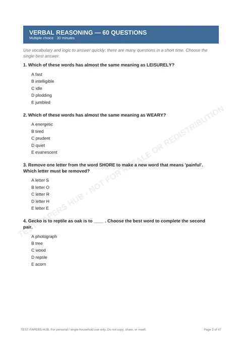 Questions preview