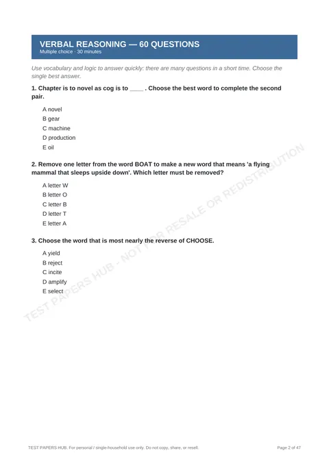 Questions preview