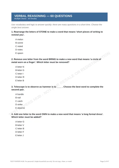 Questions preview