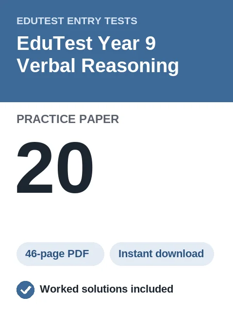 EduTest Year 9 Verbal Reasoning Practice Paper 20