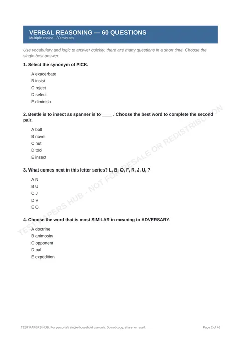 Questions preview