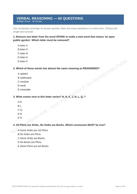 Questions preview