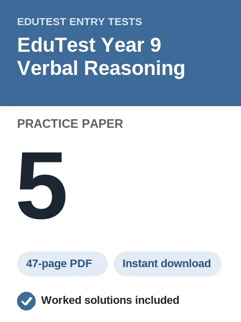 EduTest Year 9 Verbal Reasoning Practice Paper 5