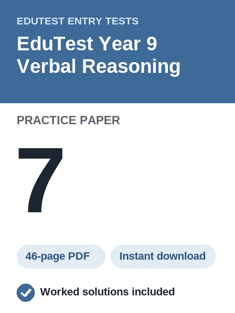 EduTest Year 9 Verbal Reasoning Practice Paper 7