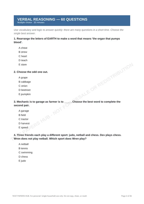 Questions preview