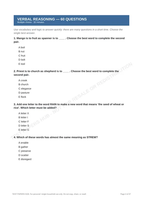 Questions preview