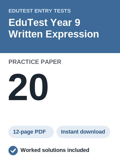 EduTest Year 9 Written Expression Practice Paper 20
