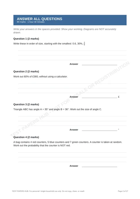 Questions preview
