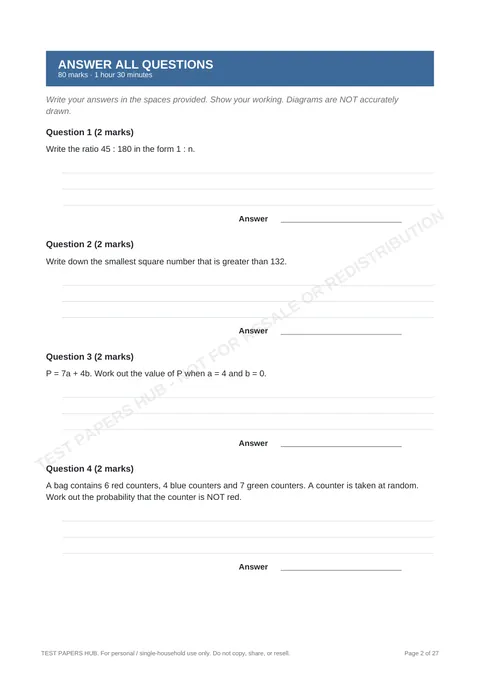 Questions preview