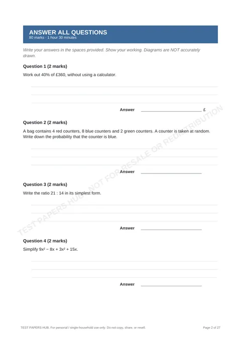 Questions preview