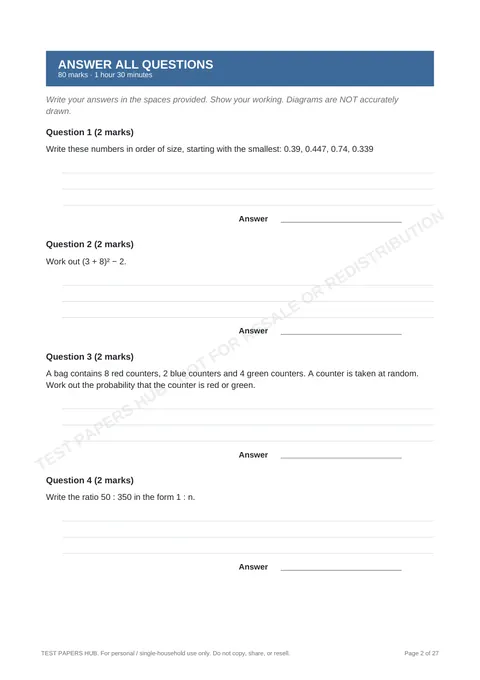 Questions preview