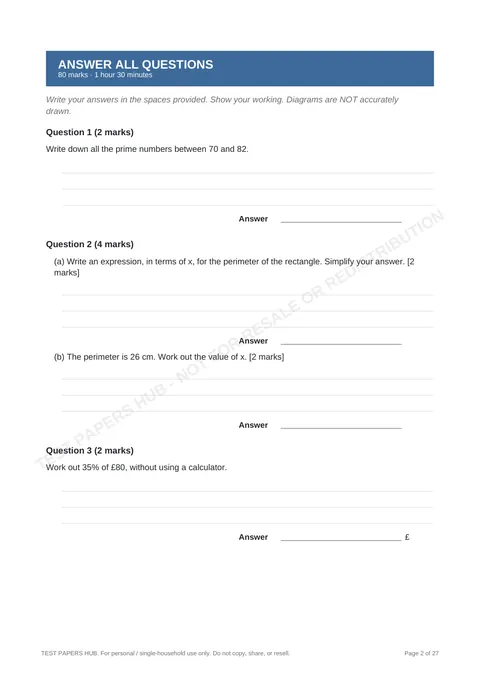 Questions preview