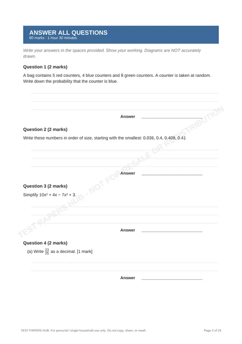 Questions preview