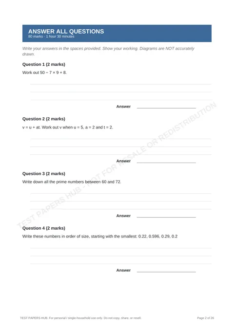 Questions preview