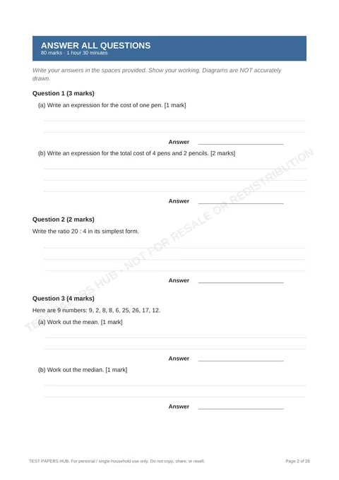 Questions preview